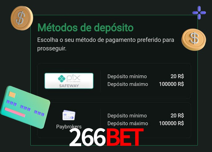 O cassino 266Bet oferece uma grande variedade de métodos de pagamento